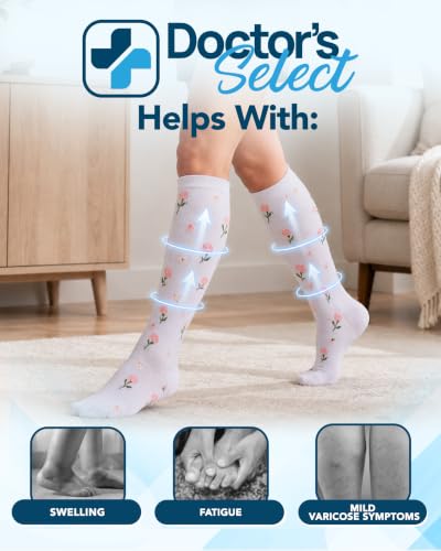 Image of Doctor's Select Bamboo Viscose Light Compression Socks for Women & Men - 3 Pairs, 8-15 mmHg Compression Socks, Knee High