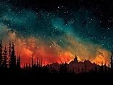 Diamond Painting Cielo Estrellado Diamond Painting Adultos Paisaje Dibujos con Diamantes, DIY 5D Pintura Diamante Punto de Cruz, Cristal Bordado Manualidades para Decoracion Hogar 70x50 cm F0-749