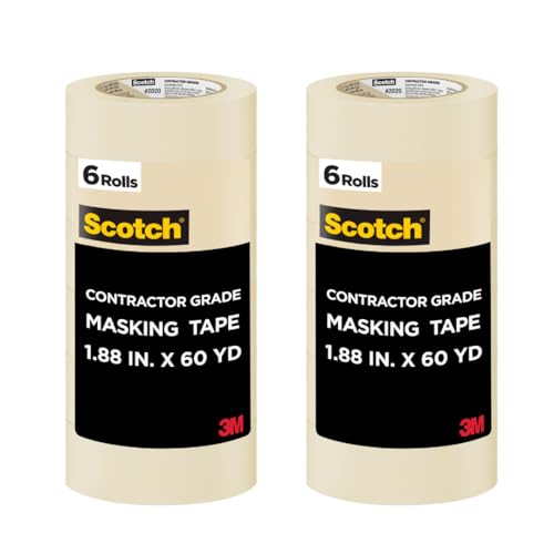 Image of Scotch Painter's Tape Contractor Grade Masking Tape, 6 Rolls, 1.88 in x 60.1 yd, Removes Easily Without Leaving Sticky Residue, Interior & Exterior Use (2020-48TP6) (12)