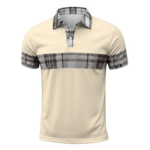 Polos Manga Corta Hombre,Camisa Hombre Manga Corta Cuello Tejido Bloques Color Casual Vestir Diario Estampado