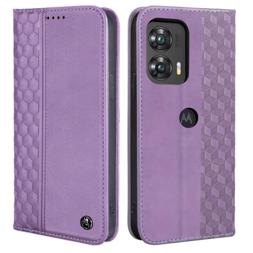 Image of Wallet Case for Motorola Moto G Stylus 5G 2024 6.7 inch - PU Leather Flip Cover with Card Holder Slots, Strong Magnetic Folio Phone Case, Purple