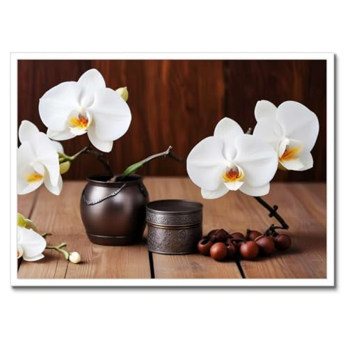 Orchidées blanches poster encadré noir pour habiller un mur vide