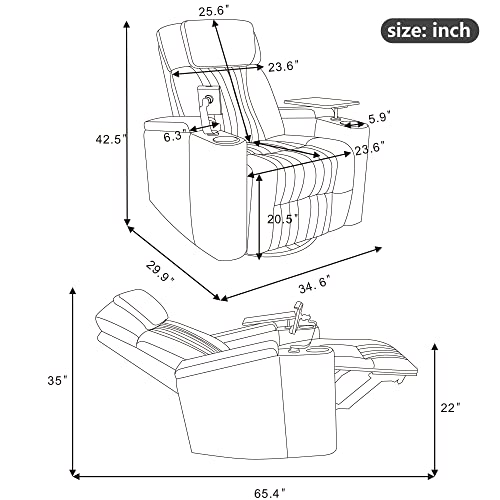 Sillón Ajustable Recliner Plegable Gris miniatura 3