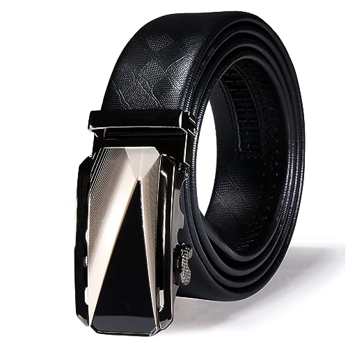 Image of Dubulle Designer Men's Belts, Ratchet Leather Sliding Buckle Dress Belt