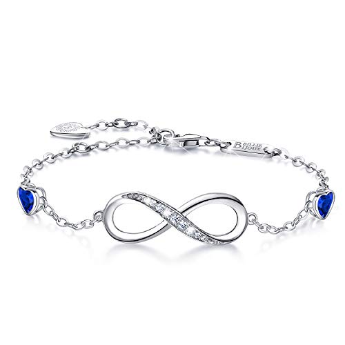 Billie Bijoux Infinity Love Bracelets for Women 925 Sterling Silver Womens Bracelet Love Symbol Charm Adjustable Bracelet Jewelry