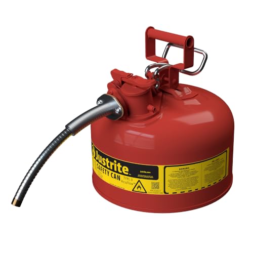 Justrite Type II Gasoline Safety Can Red Galvanized Steel FM Approved