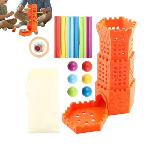 Coordinación-manual y estrategia infantil con la torre de caída de bolas