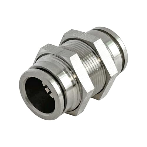 Image of 2Pcs Bulkhead Union 1 /2 inch x 1 /2 inch Tube OD Push to Connect Tube Fitting