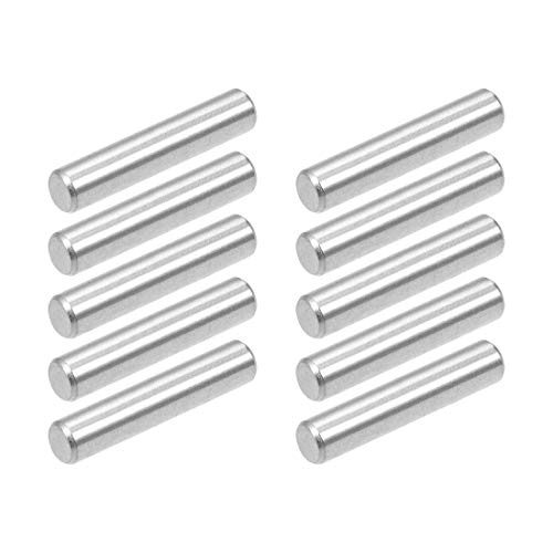 Stainless Steel Dowel Pins, 8mm x 30mm, Set of 10, Cylindrical, Silver