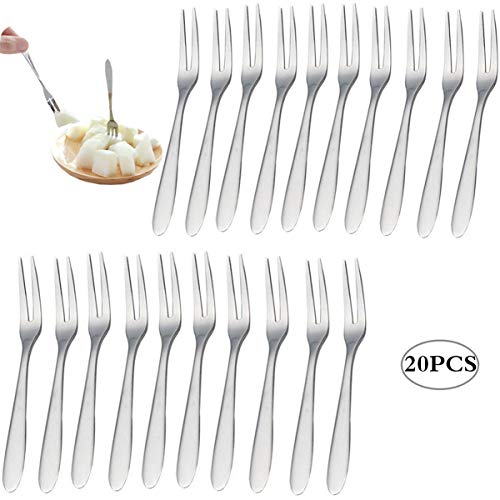 20PCS Bastoncini in Acciaio Inox per Cocktail Liuer Cocktail Picks Forchette da dessert Forchettine da dolce Stuzzicadenti Bastoncini per Bambini Festa Bento Lunch Box di panini Antipasto