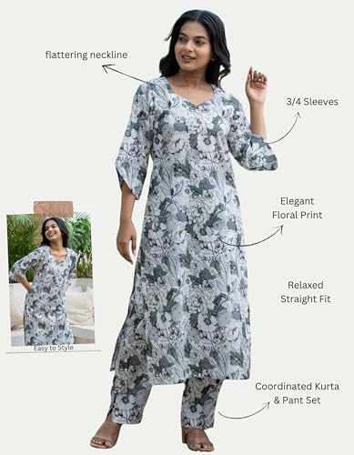 Image of Leriya Fashion Women's Rayon Kurta Sets| Co ord Set for Women Stylish | Sleeveless Printed Kurtis | Dress | Comfortable Outfit for Office Look | Daily Summer Travel & Festive Dress