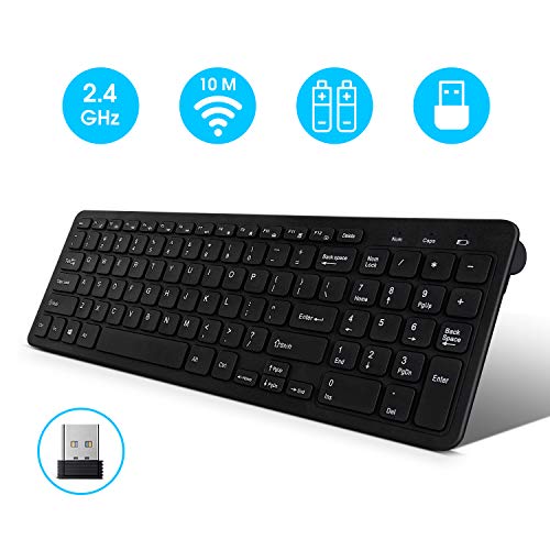 AODOOR Wireless Keyboard Compact Small USB Wireless Keyboards with Numeric Keypad for Computer