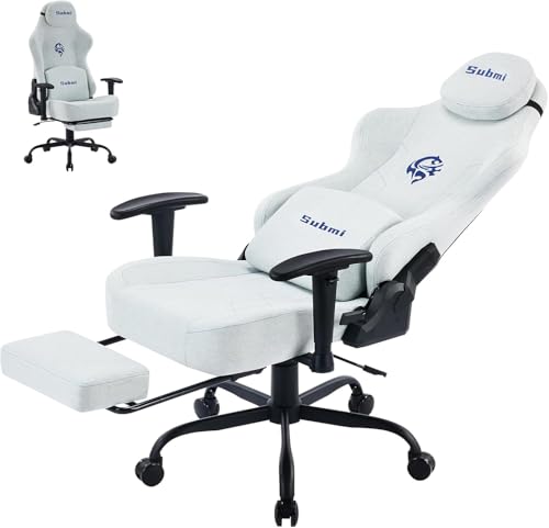 Submi Sillas Gaming Ergonomóicas, Silla Gaming de Oficina, Cadeira Gaming con Reposacabezas Ajustable, Silla Gamer, Gaming Chairs para Adultos y Adolescentes, Siège Gaming Rembourré (Gris Claro)​​