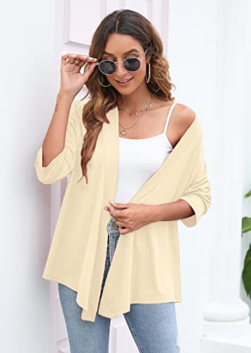 Image of Heymoments Women's Lightweight Open Front Cardigans 3 /4 Sleeve Casual Soft Drape Fall Cardigan S-2XL