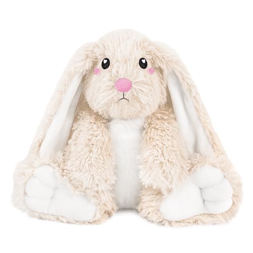 Image of Bunny Microwavable Stuffed Animal - 1.5 lb Unscented Heating Pad Plush, Soft Cozy Bunny Toy for Relaxation and Comfort, Gift for Women, Girls, Adults & Kids by Happy Fuel, Ivory