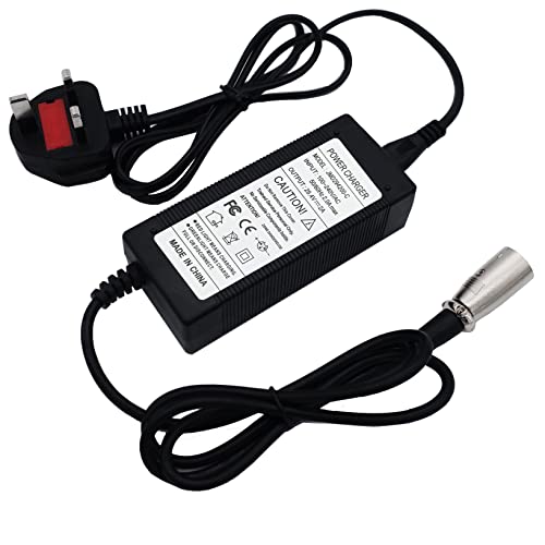 Unocho Cargador de batería 29V 2A DC Cargador de fuente de alimentación Adaptador para baterías de iones de litio de 24V Paquete con conector XLR de 3 pines Cover