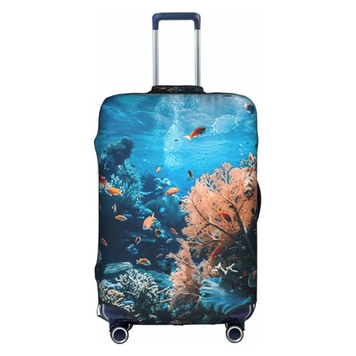 Cvnbmakk サンゴ礁プリント 旅行用荷物カバー、防水防塵保護カバー 18~32インチのスーツケース用, ホワイト, 2XL