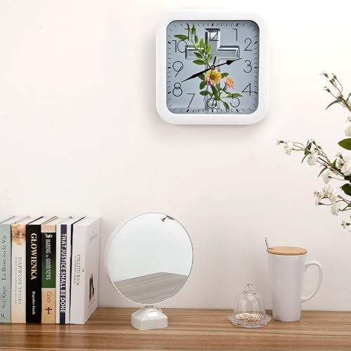 Horloge murale carrée branches de fleurs style moderne - 5
