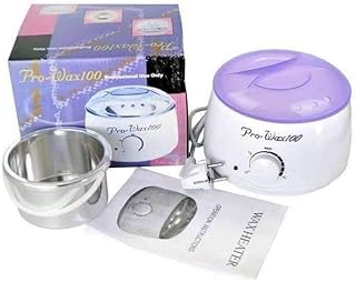 مجموعة تسخين الشمع الاحترافية برو واكس 100، ماكينة كهربائية لازالة الشعر بالشمع مع خرز شمع، ابيض وارجواني