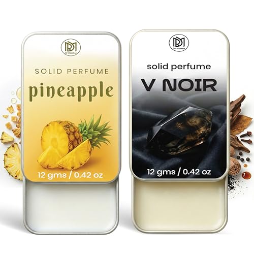Image of Dr.Mashur Solid Perfume |pineapple&V Noir Alcohol Free Wax Perfume Balm, Long Lasting | Pocket Tin 12g, Pack Of 2| Non Greasy Smooth Glide, Travel Friendly Men And Women