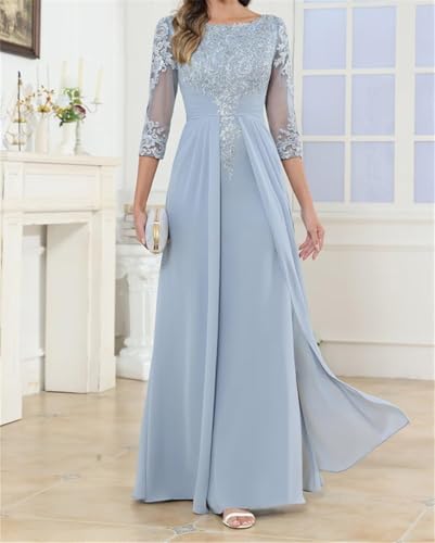 Robe de mère de la mariée manches 3/4 masquant les bras avec élégance - 4