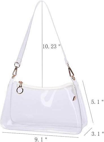 Miniatura 5 de Monederos transparentes para estadio de mujer, bolso transparente aprobado por estadio, bolso de hombro transparente con cierre de cremallera, M