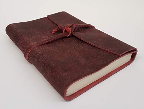 Diários de Viagem em Couro Caderno Médio (Vermelho Estonado)