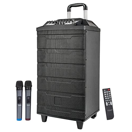 Image of Sonic 12 inch Bluetooth Trolley Speaker with USB, MMC FM Radio, 2 Wireless Mics for Karaoke and Functions with Recording Option,Echo Control for speeches