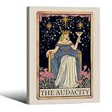 Fun Tarot Canvas Wall Art Feminist Aesthetic Poster Vintage Whimsical Witchy Prints 08x10 inch Framed Trendy Funny Quote Wall Decor for Bedroom Wall Decor