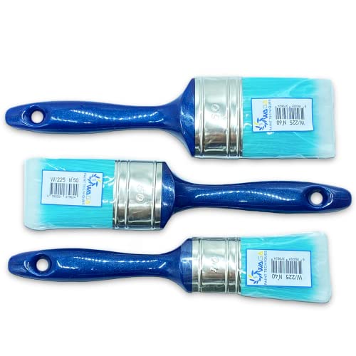 Waga Paint Tecniques Lot de 3 pinceaux plats 40, 50 et 60 mm pour peinture murale, bois, couleurs à l'eau, peinture acrylique Cover