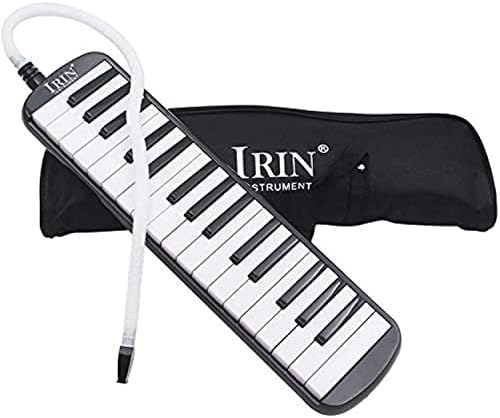 Melodica 32 Key Pianica Portable with Carrying Bag Short and Long Mouthpieces for Beginners Kids Gift(Black)