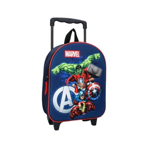mybagstory - Zaino per bambini - Trolley Avengers 3D Blu - Bambino - Scuola - Guardaroba - Ragazzo - Taglia 32 cm - Spallacci regolabili