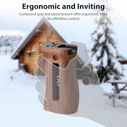 Image of SmallRig Wooden Side Handle with 1 /4''-20 Screws, Max. Load 15kg /33lbs, Up and Down Adjustable, for Left or Right Hand