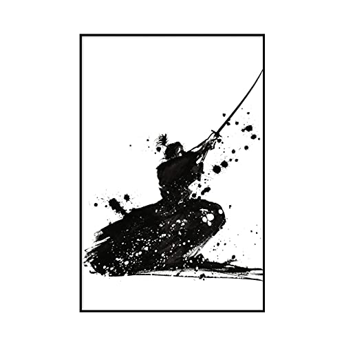 Affiche samouraï noir et rouge en toile triptyque sans cadre de 30x45cm - 3