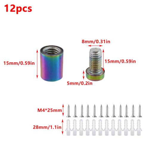 Image of Antrader Stainless Steel Standoff Screws,1 /2 inch x 3 /4 inch Wall Standoffs for Advertising Board Hanging Acrylic Picture Frame,12Pcs