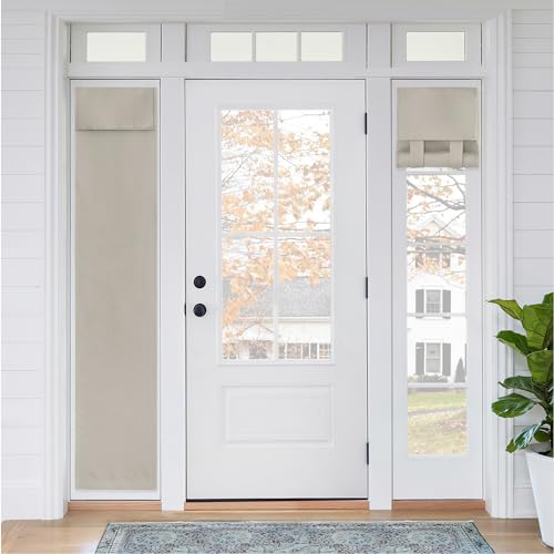 RYB HOME Sidelight French Door Curtains, Privacy Half Window Curtains Thermal Insulate Covering for Patio/Glass/Front Door, W 12 x L 72 inches, Natural, 1 Panel