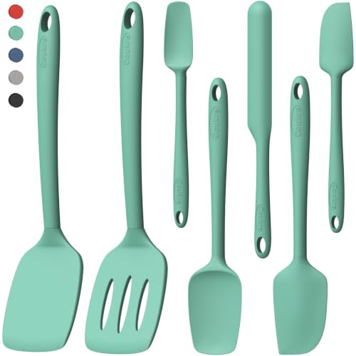 Image of Coukre Silicone Spatula Set of 7, BPA Free Food Grade Silicone Cooking Utensils, Heat Resistant Kitchen Tools for Nonstick Cookware, Dishwasher Safe Spatulas for Cooking and Baking(7,PureAquaGreen)