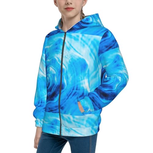 Blue Shell Kid Hoodies Boys Zip Up Sweatshirts Girls Pullover with Pocket