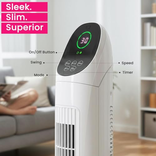 Image of Casa Copenhagen, X Pro Tower Fan, Touch &, 4 Speeds & 4 Modes, 12 Timer, 25dB Quiet Operation, High Performance Bladeless Technology, 90 Oscillation Cover Room Area up to 25㎡