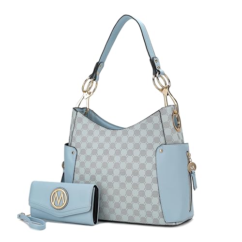 Image of J'OMOR BY MIA Tote bag for Women with Wristlet Wallet, Circular Print Vegan Leather Top-Handle Shoulder Handbag Purse