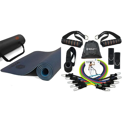 Image of Boldfit Yoga Mat for Women and Men with Cover Bag TPE Material Extra Thick Exercise Yoga Mat for Men for Workout, Yoga, Fitness, Exercise Mat Anti Slip Mat, Yoga Mat Gym Mat