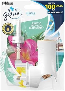 Glade Electric Scented Oil Holder & Refill, Plug In Air Freshener for Home, Starter Kit + 20 ml Refill, Tropical Blossoms, Pack of 1, Packaging May Vary