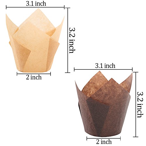 Augshy 120Pcs Tulip Cupcake Liners Baking Cups Muffin Liners Tins Treat Cups For Weddings, Birthdays, Baby Showers,Brown And Natural #TOP1