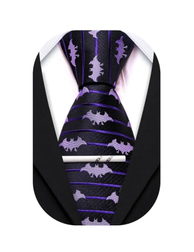 Image of Barry.Wang Silk Ties for Men Fun Necktie and Tie Clip Set for Wedding Party Business Formal Extra Long