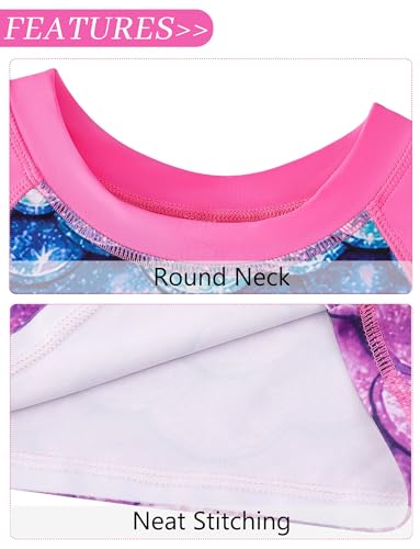 Girls Swimming Costume Two Pieces Summer Short Sleeve Swimsuit Swim T-Shirt with Bottoms Set Bathing Suit3