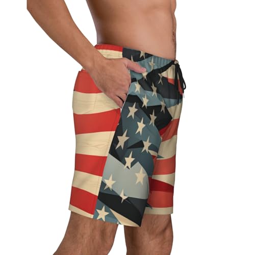 United States Flag Men Beach Pants â€“ Swim Trunks for Men,Quick-Dry and Comfortable, Suitable for Beach, Surf, and Everyday Wear Black3