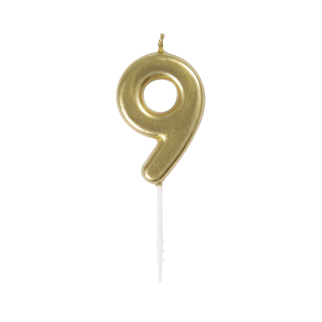 Metallic Number 9 Party Pick Candle - 4.7