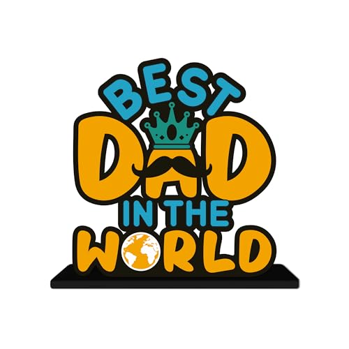Image of Artvibes Best Dad in the World Quotes Table Decor for Office Desk | Home Decoration Items | Living Room | Modern Art Wooden Showpiece Decorative Gift item (SP 1190)