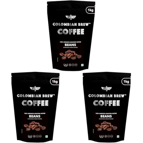 Image of Colombian Brew 100% Robusta Roasted Coffee Beans 1kg Pouch (Pack of 3)