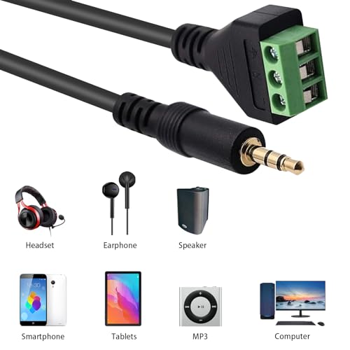 Cable adaptador Jack 3.5mm a terminal atornillado 30 cm 2 unidades miniatura 5